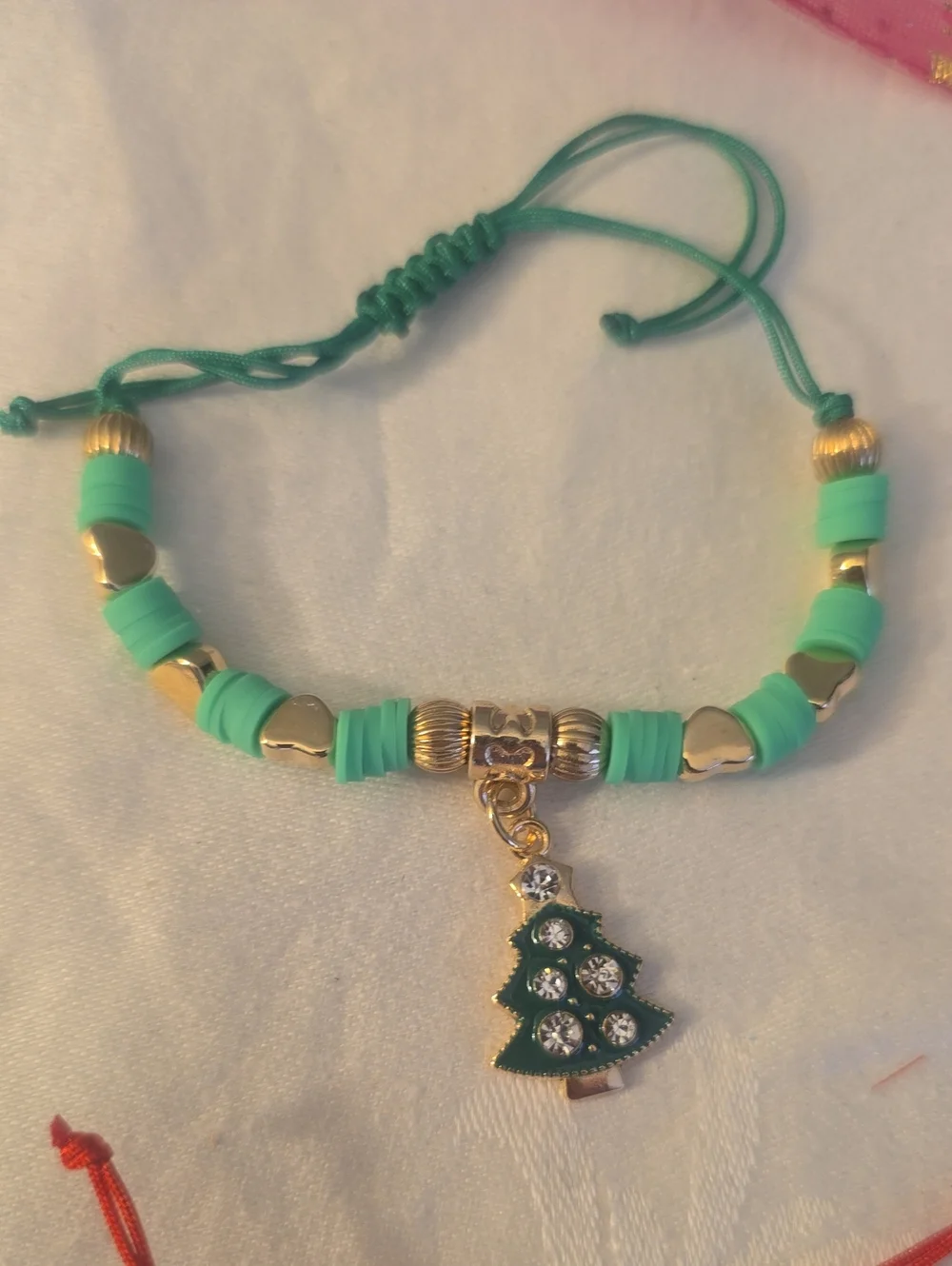 4 Christmas Charm Bracelet Set, Santa, Tree, Mitten, Merry Christmas, Gift Bags